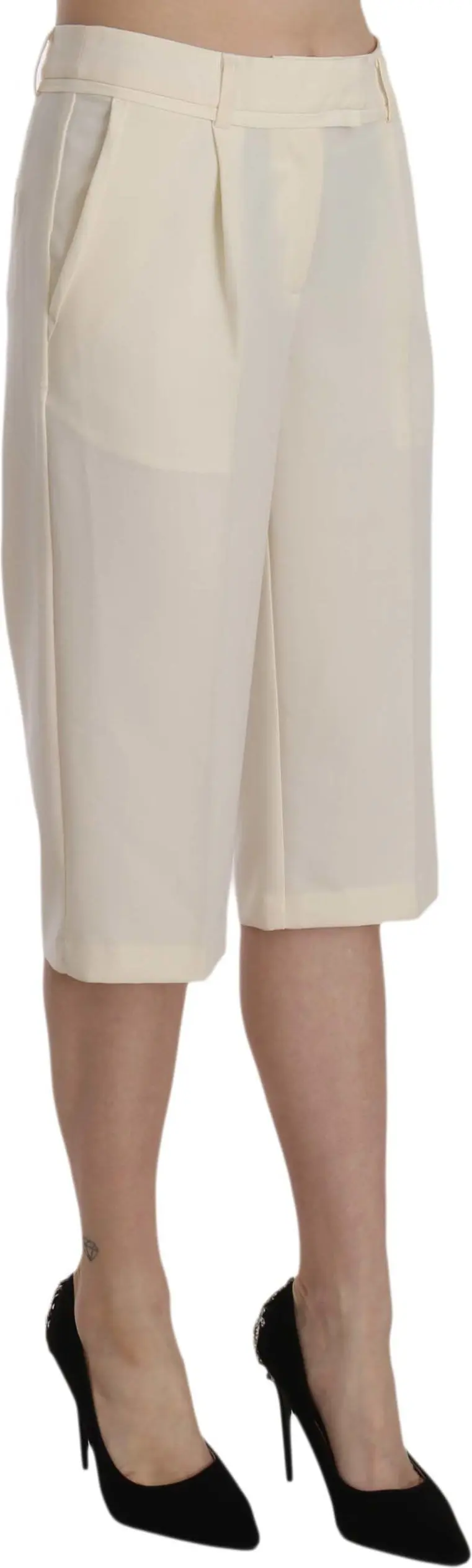 Pants Silvian Heach Cream Mid Waist Straight Cropped