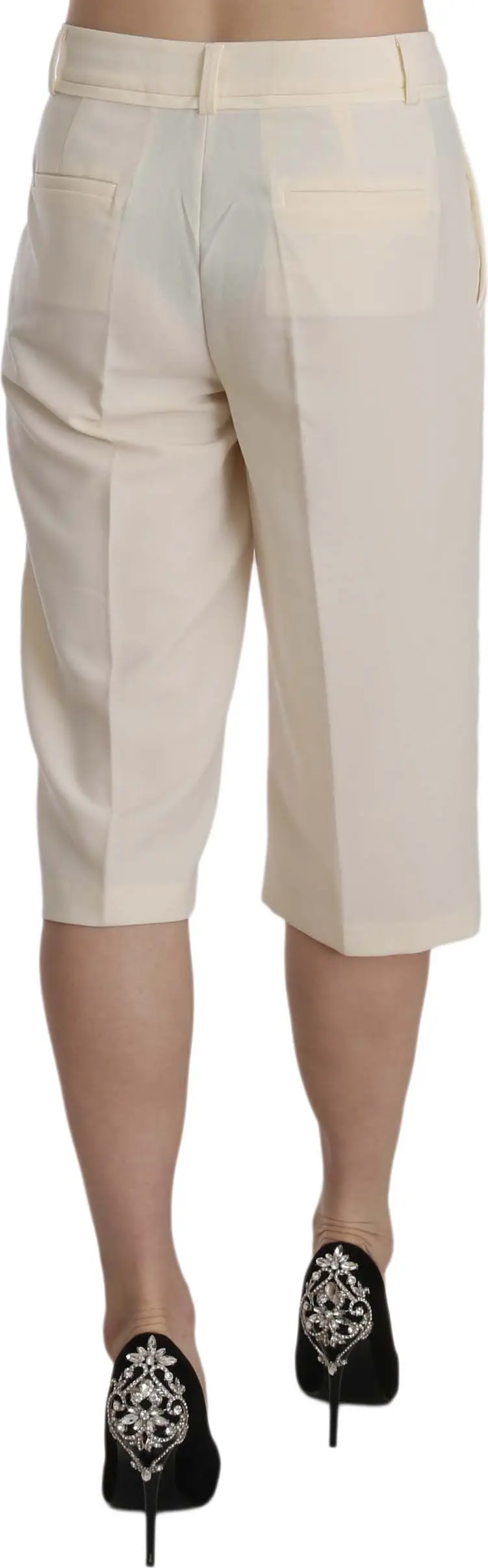 Pants Silvian Heach Cream Mid Waist Straight Cropped