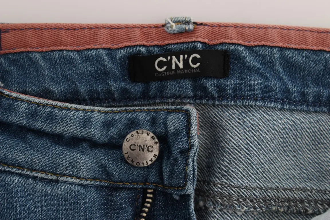Jeans Costume National Blue Cotton Slim Fit Cropped