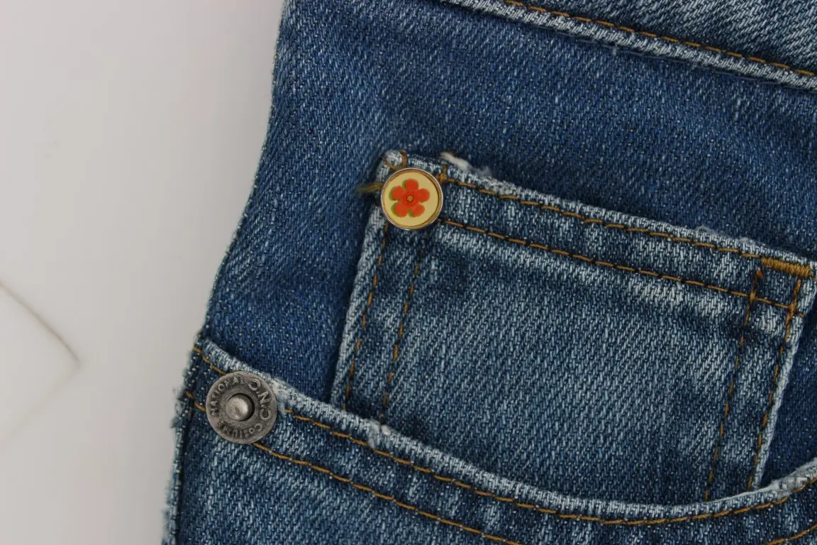 Jeans Costume National Blue Cotton Slim Fit Cropped
