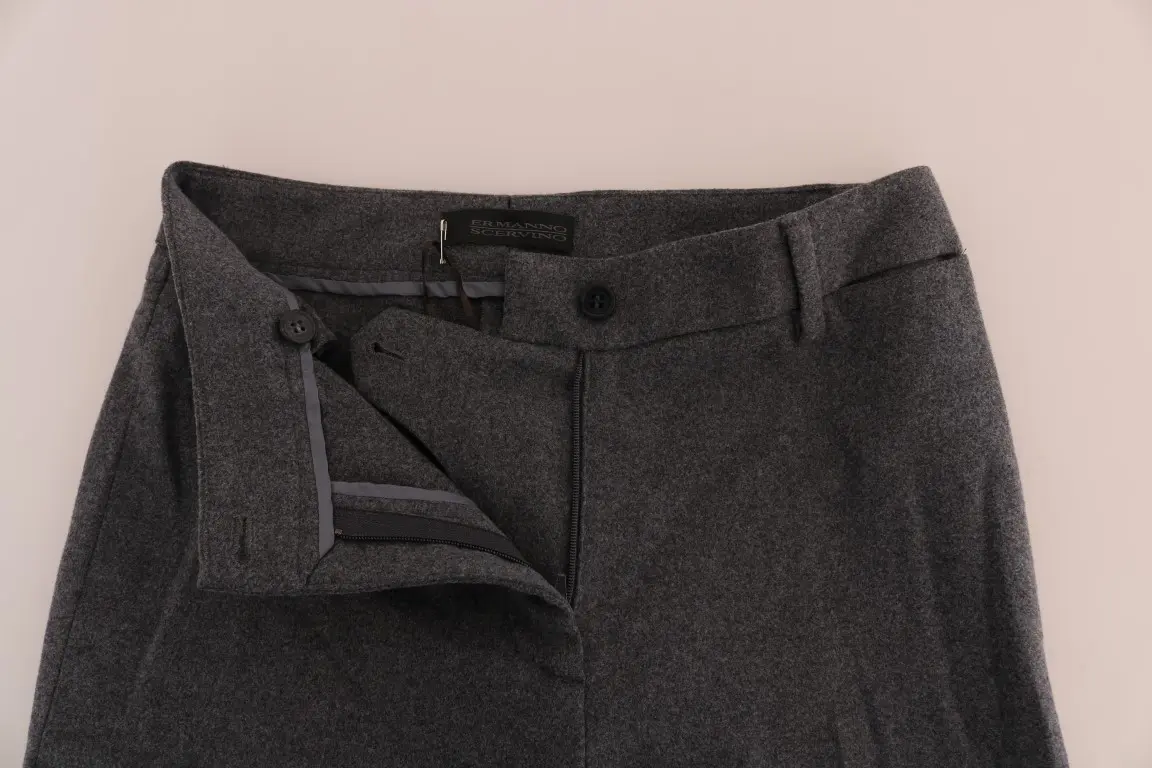 Formal Pants Ermanno Scervino Gray Wool Stretch Slim Pants