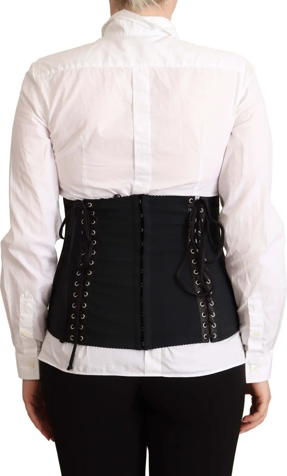 Top Dolce & Gabbana Black Corset Belt Stretch Waist Strap Top