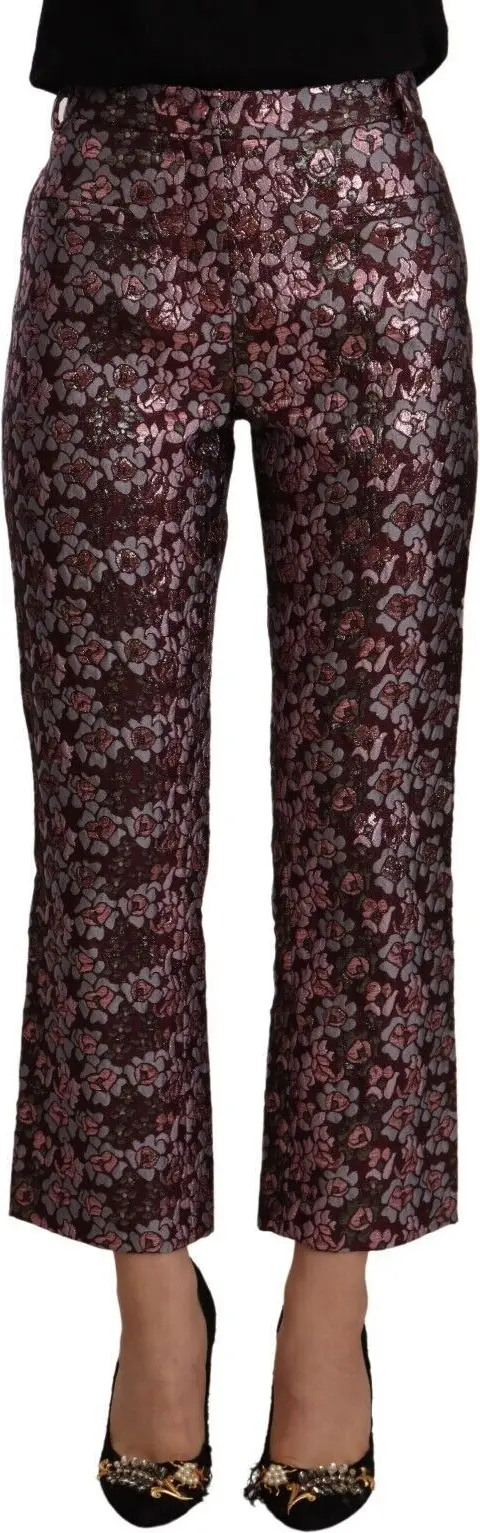 Trousers House of Holland Multicolor Floral Jacquard Flared Cropped