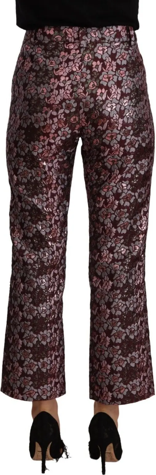 Trousers House of Holland Multicolor Floral Jacquard Flared Cropped