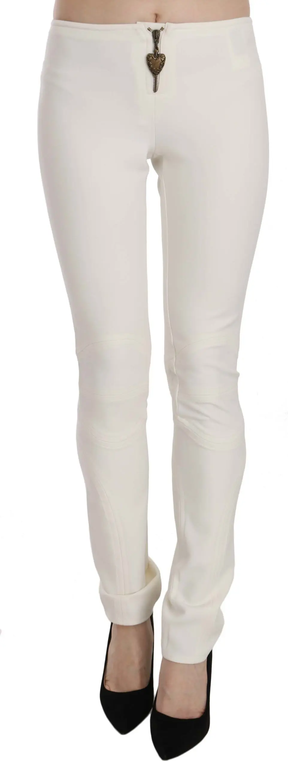 Trousers Just Cavalli White Mid Waist Skinny Dress