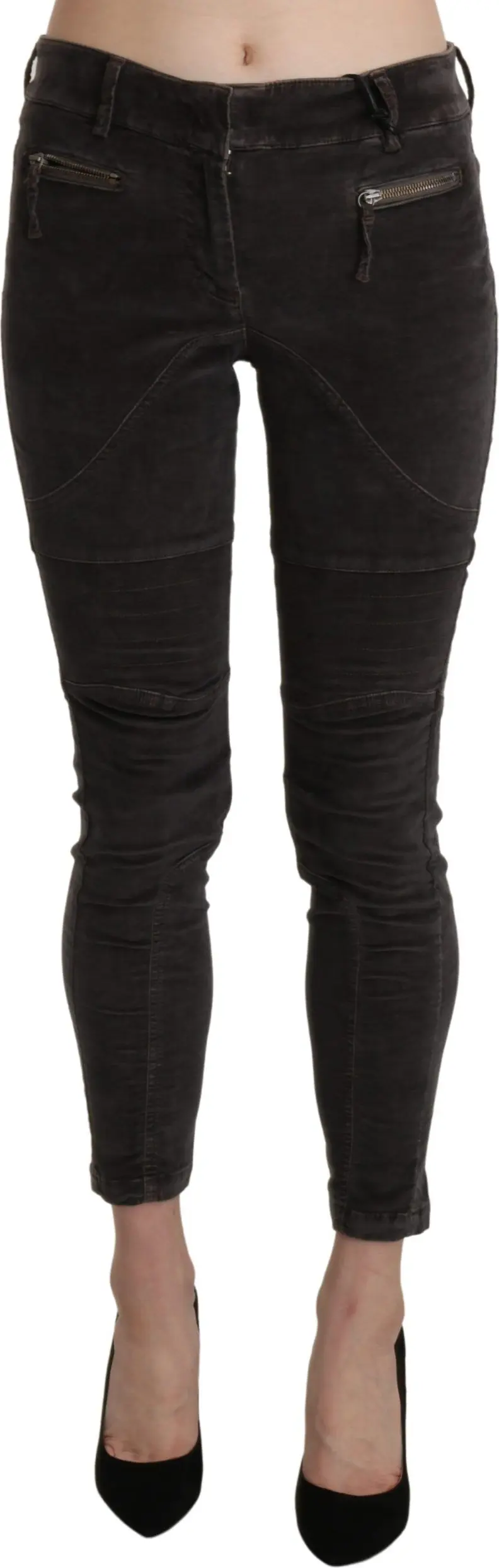 Pants Ermanno Scervino Brown Velvet Capri Cropped Cotton Pants