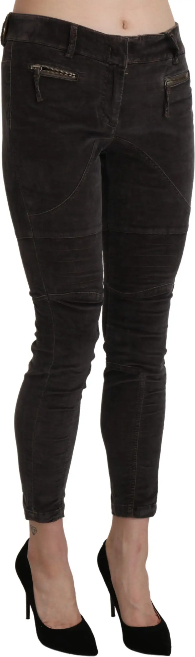 Pants Ermanno Scervino Brown Velvet Capri Cropped Cotton Pants