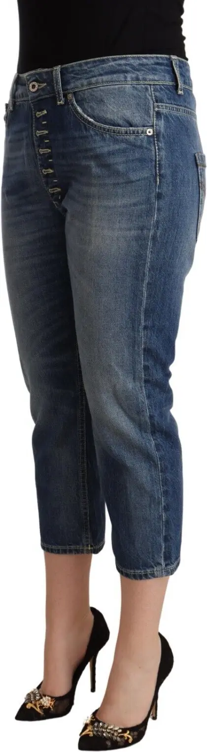 Jeans Dondup Blue Washed Mid Waist Capri Denim