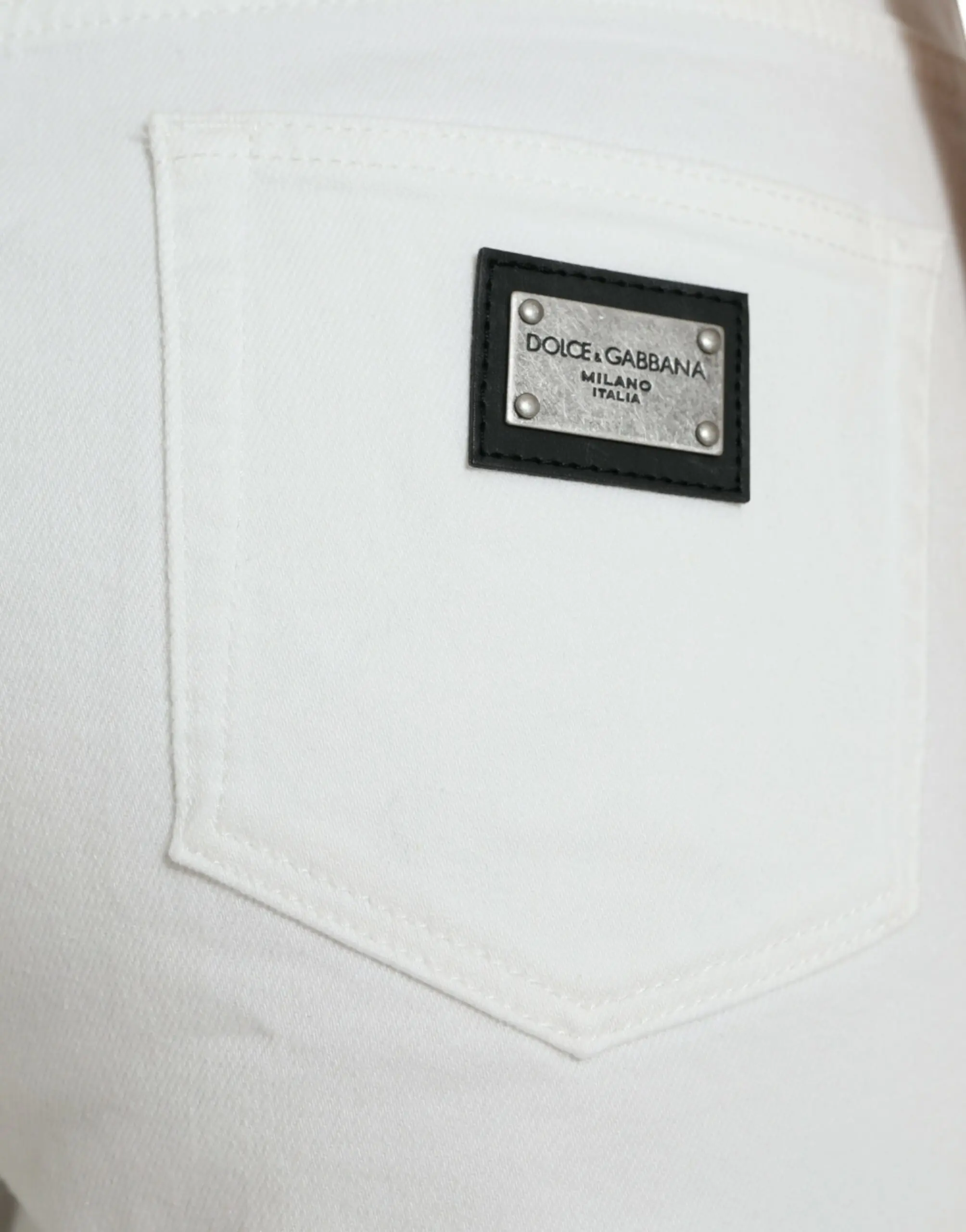 Jeans Dolce & Gabbana Weiße Baumwolle Cropped Wide Leg Denim