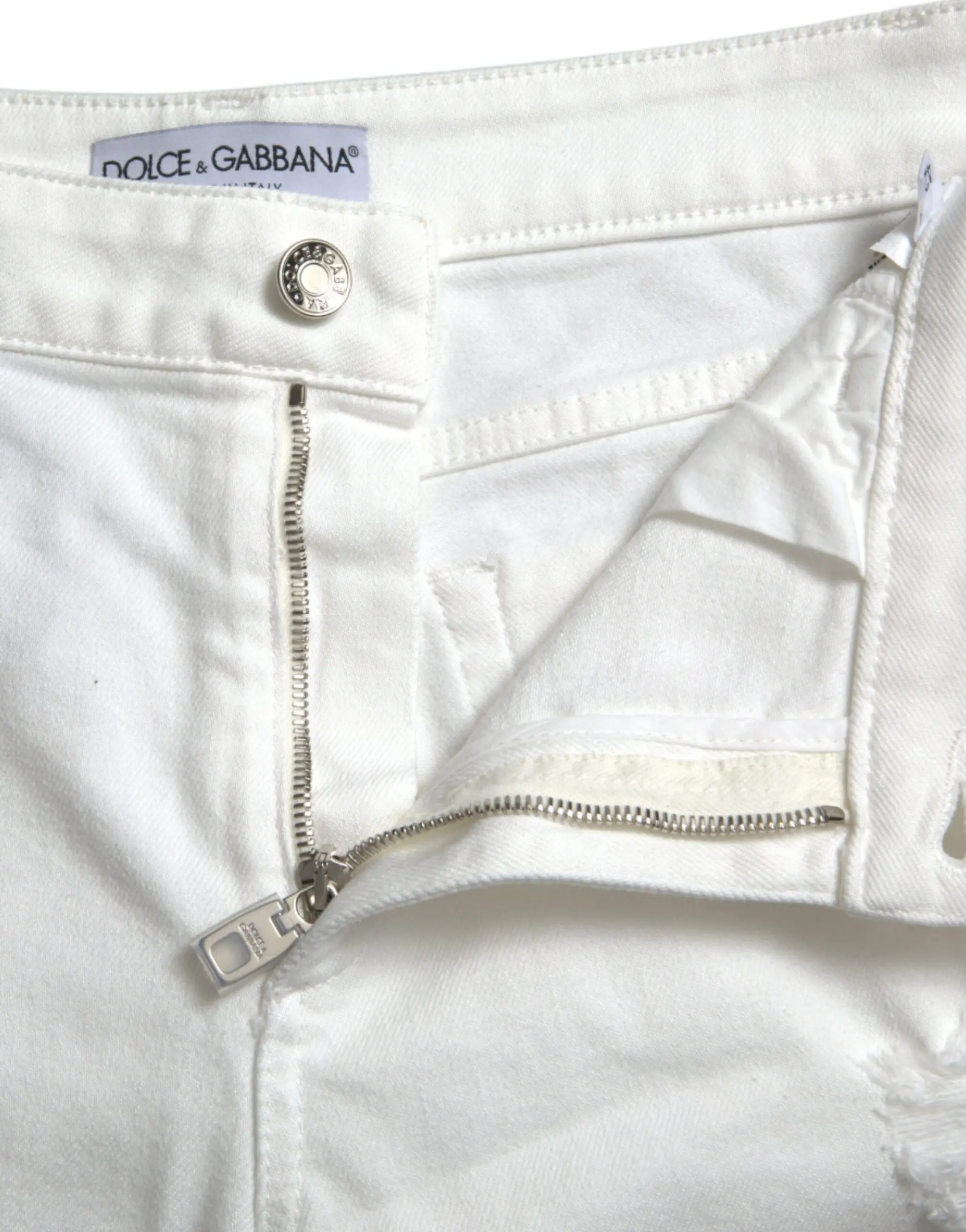 Jeans Dolce & Gabbana Weiße Baumwolle Cropped Wide Leg Denim