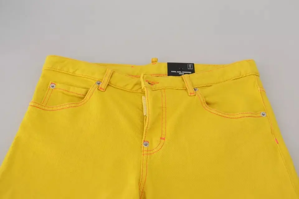 Jeans Dsquared2 Yellow Cotton Low Waist Crop Denim Cool Girl