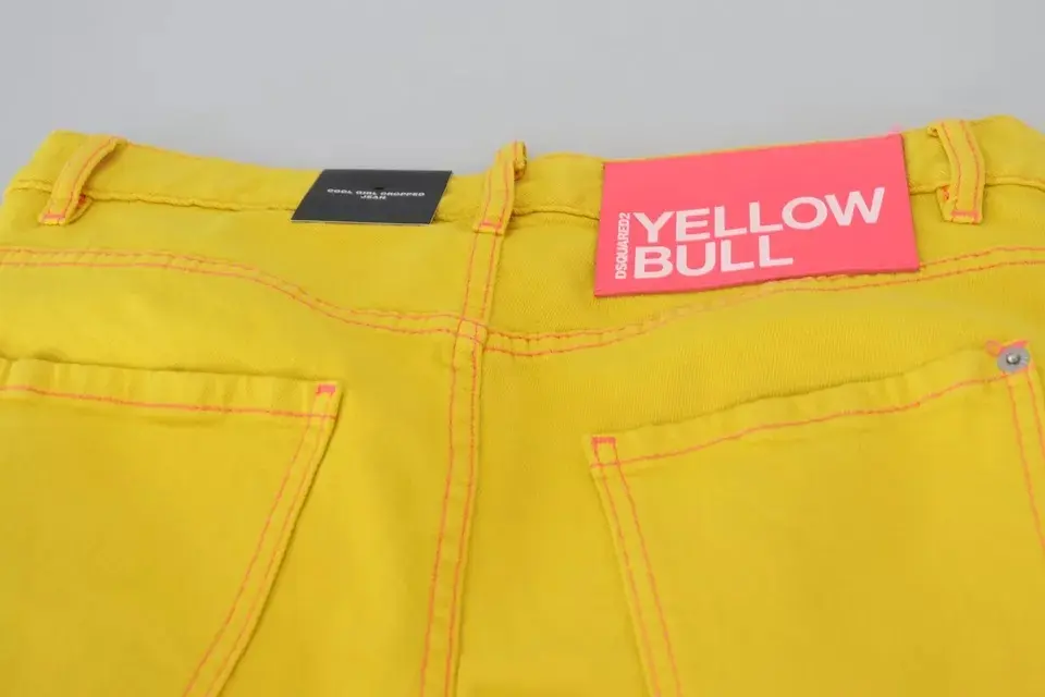 Jeans Dsquared2 Yellow Cotton Low Waist Crop Denim Cool Girl