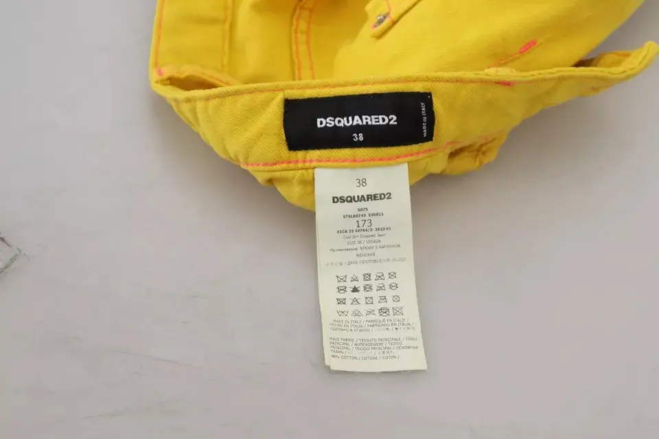 Jeans Dsquared2 Yellow Cotton Low Waist Crop Denim Cool Girl