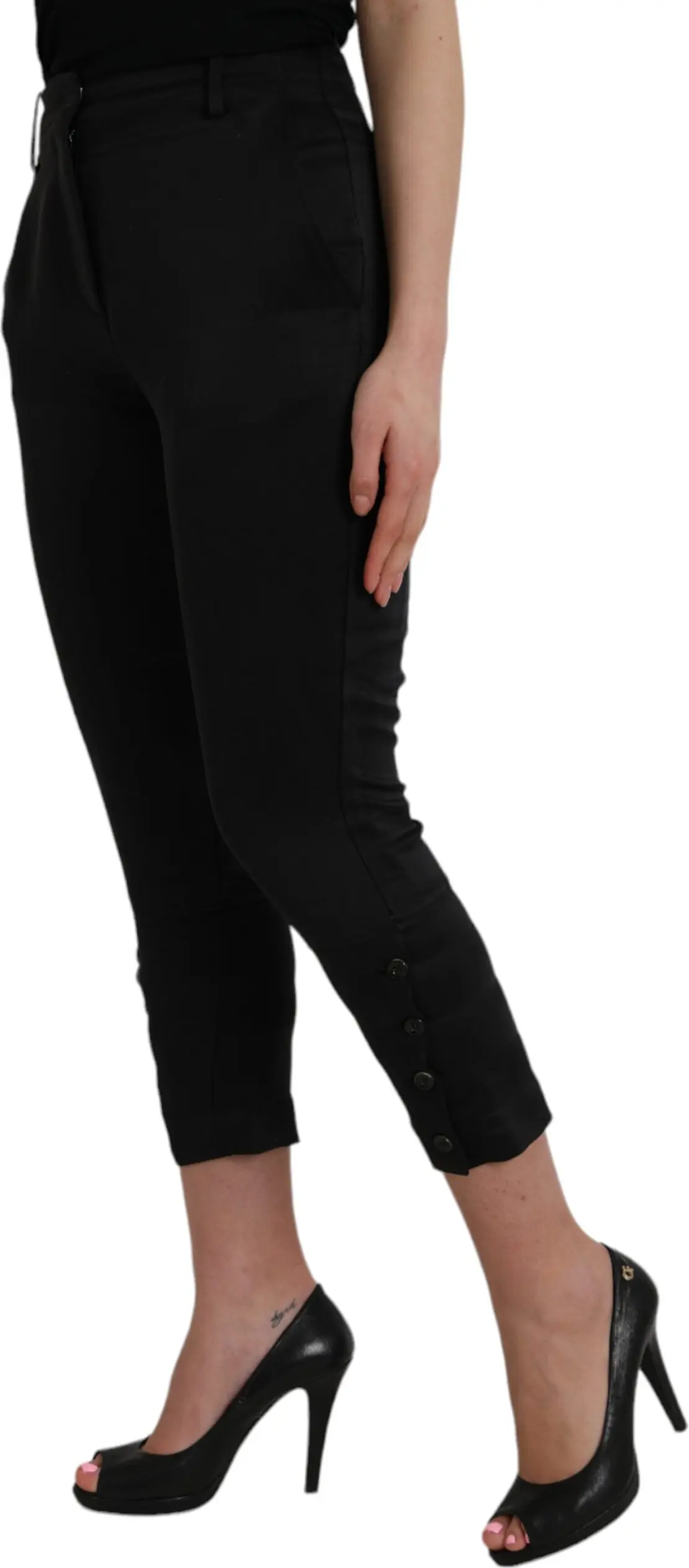Ermanno Scervino Black High Waist Capri Cropped Pants