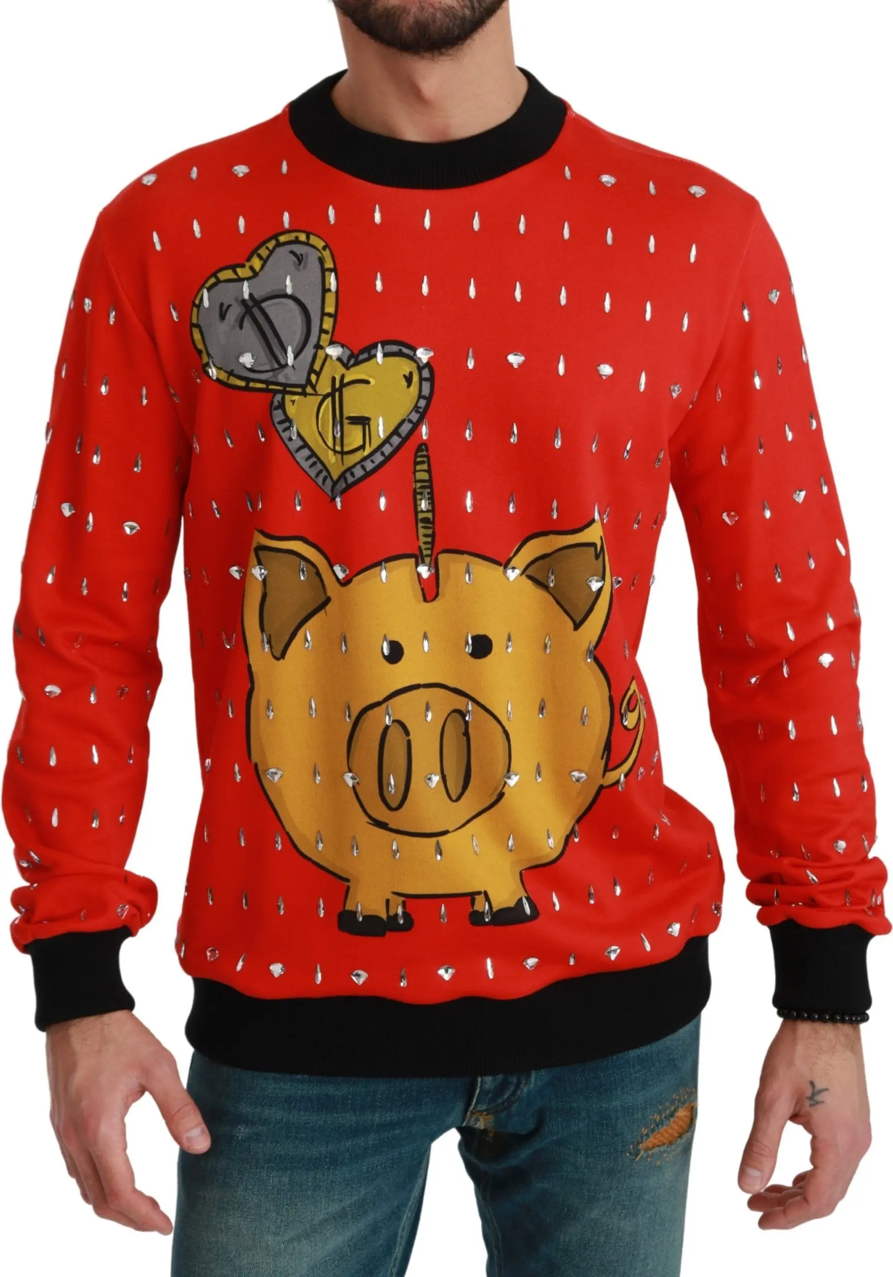 Sweater Dolce & Gabbana Red Crystal Pig of the Year