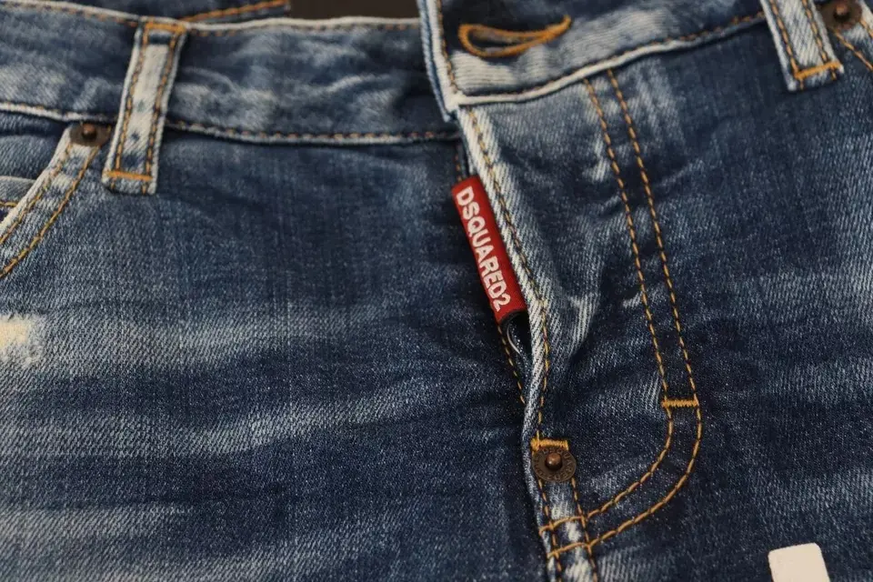 Blue Icon Low Waist Cropped Cool Girl Denim Jeans by Dsquared2