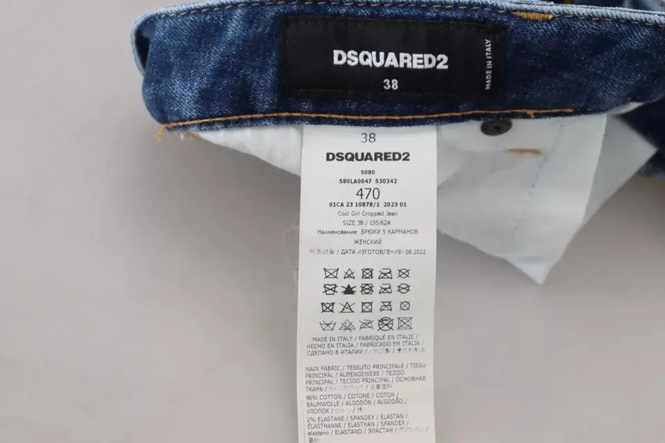 Blue Icon Low Waist Cropped Cool Girl Denim Jeans by Dsquared2