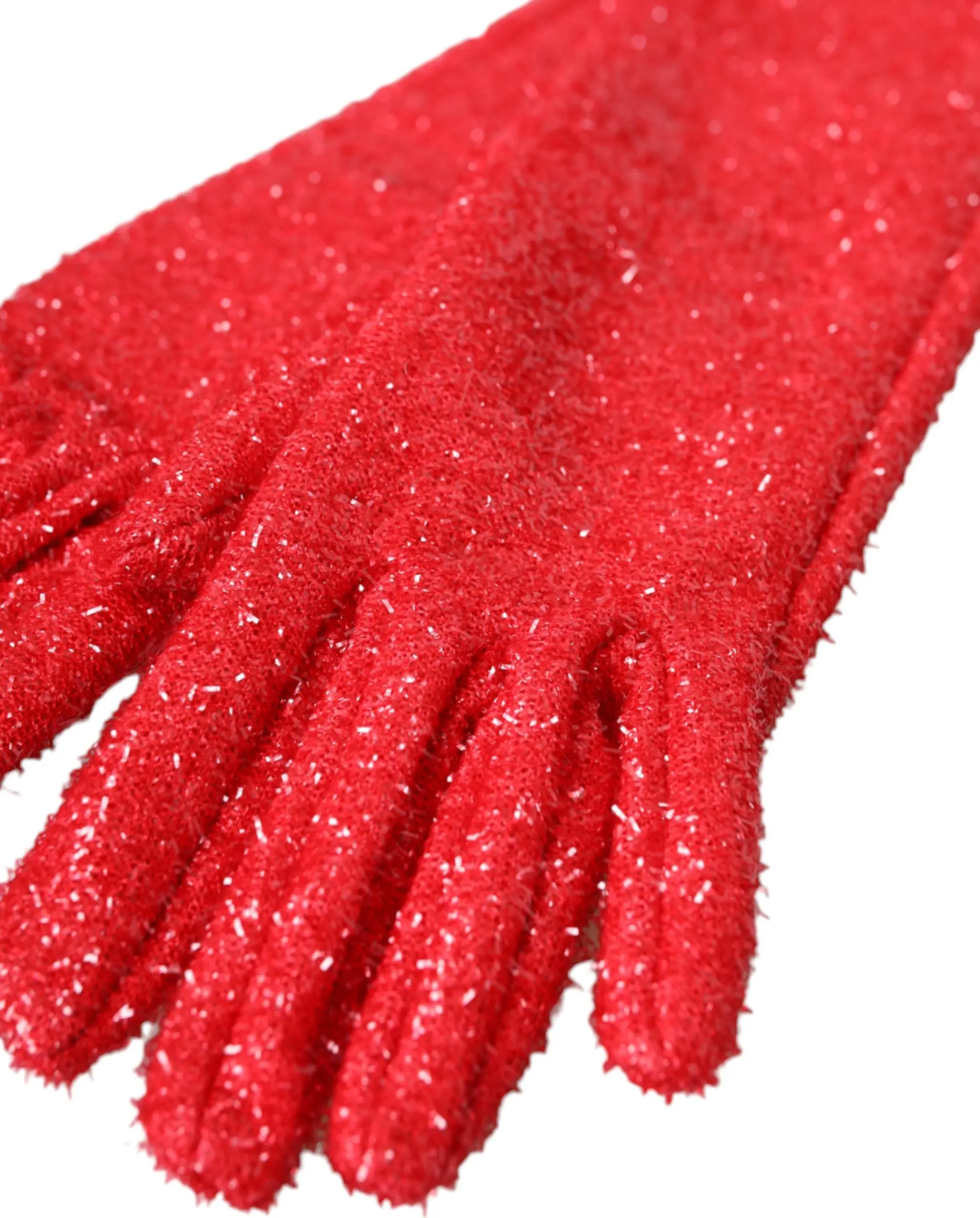 Gloves Dolce & Gabbana Red Lurex Fantasia Mid Arm Length Gloves