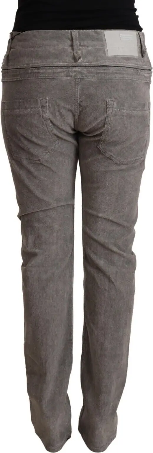 Pants Yacht Gray Cotton Straight Fit High Waist