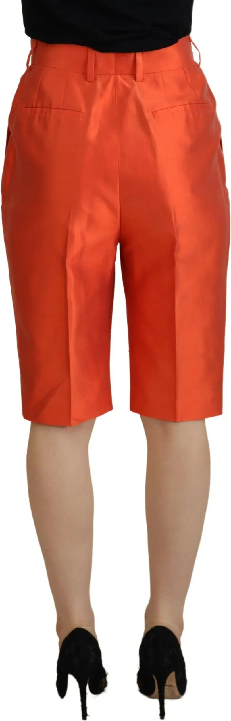 Orange Silk High Waist Cropped Pants Dolce & Gabbana