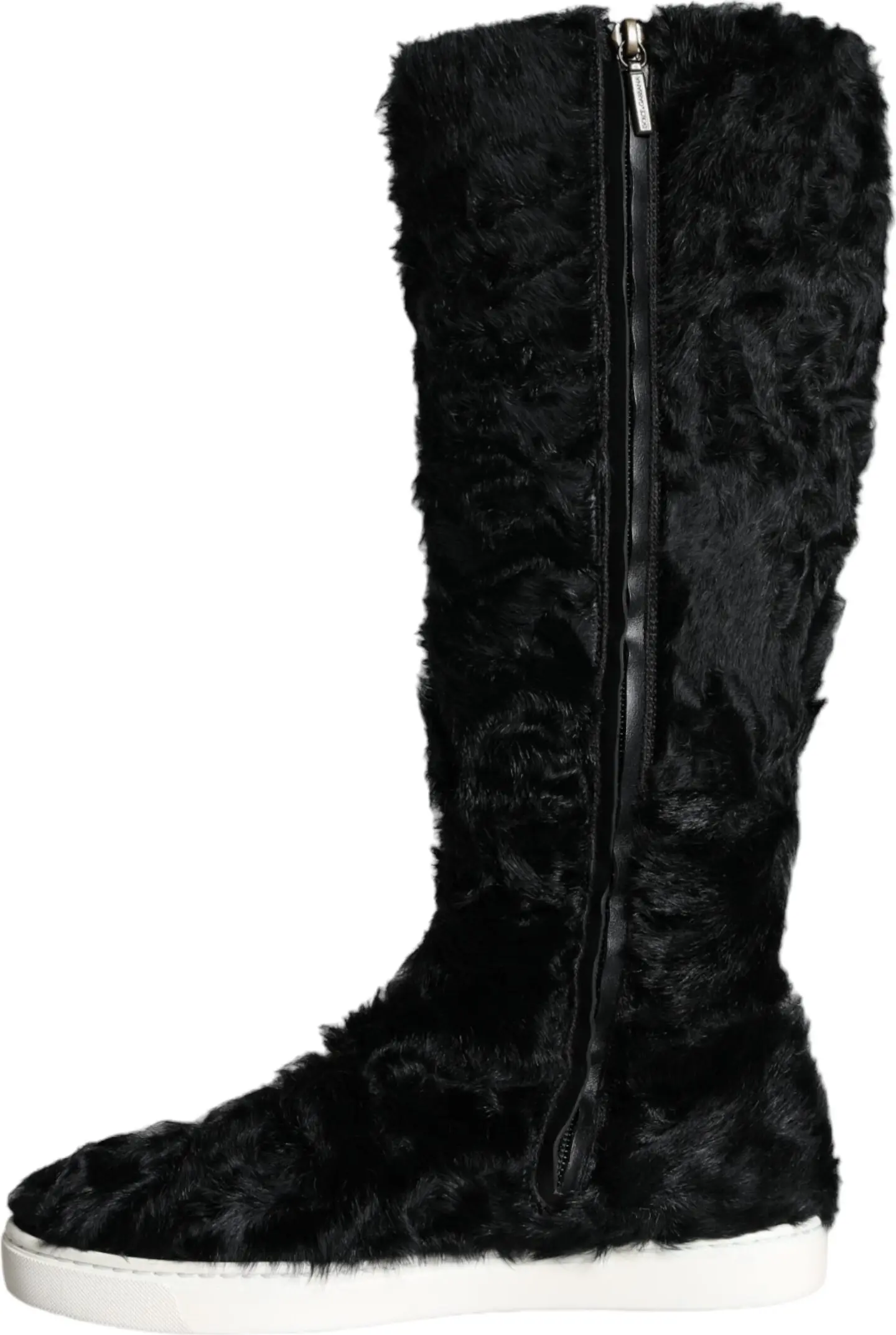 Shoes Dolce & Gabbana Black Xiangao Lamb Fur Leather Boots