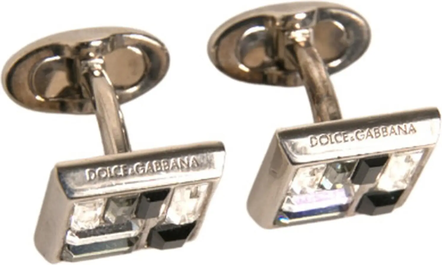 Silver Plated Brass Pin Crystal Cufflinks