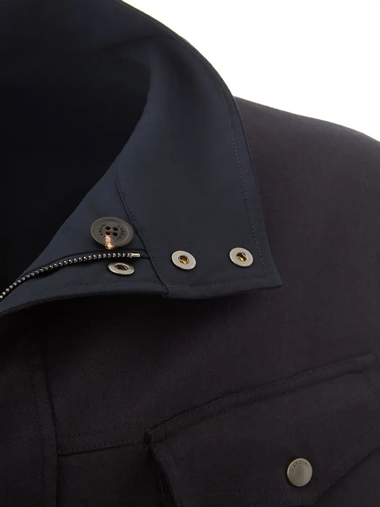 Blauer Wollmantel Lardini