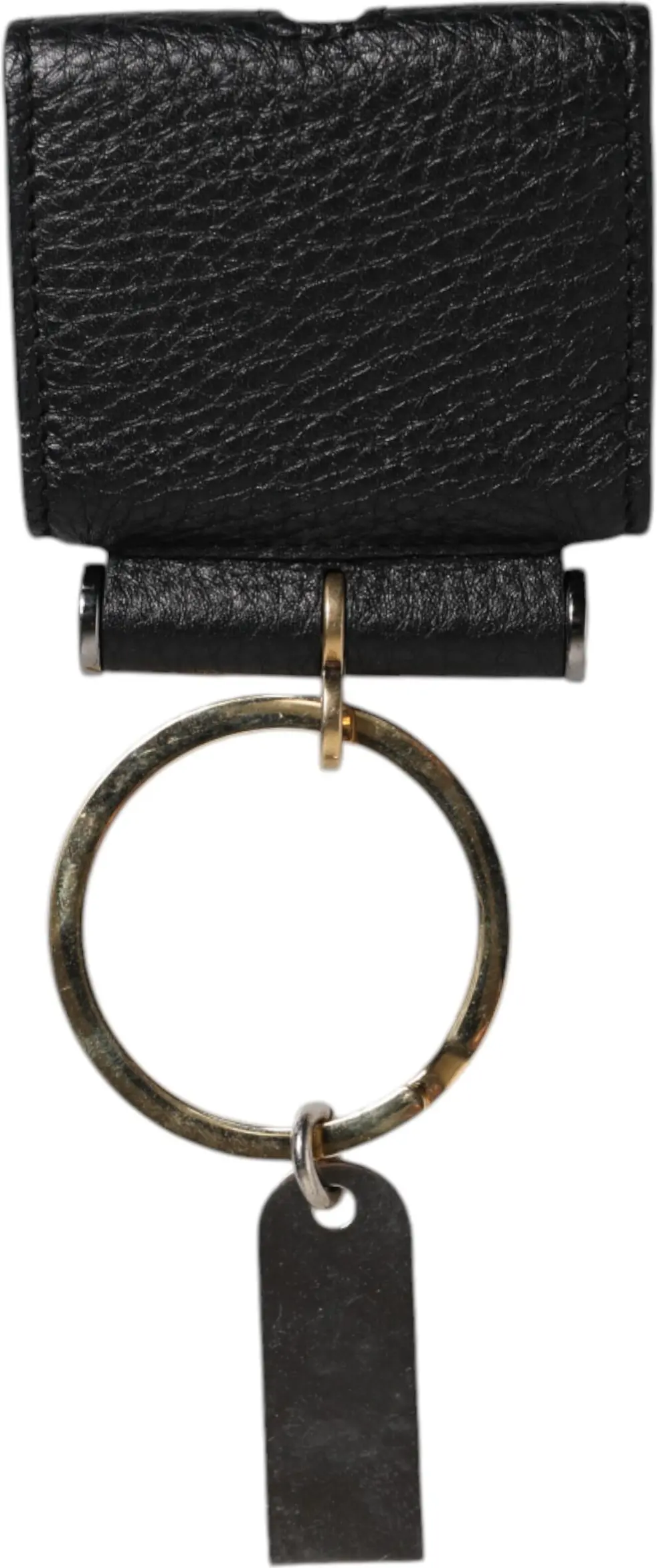 Case Dolce & Gabbana Black Leather Strap Gold Metal Logo Plaque Airpods Case