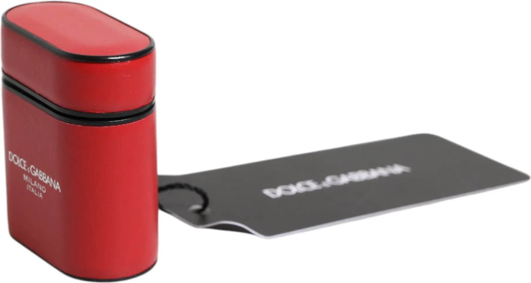 Flip Holder Dolce & Gabbana Rotes Kalbsleder mit Logoprint für Airpods