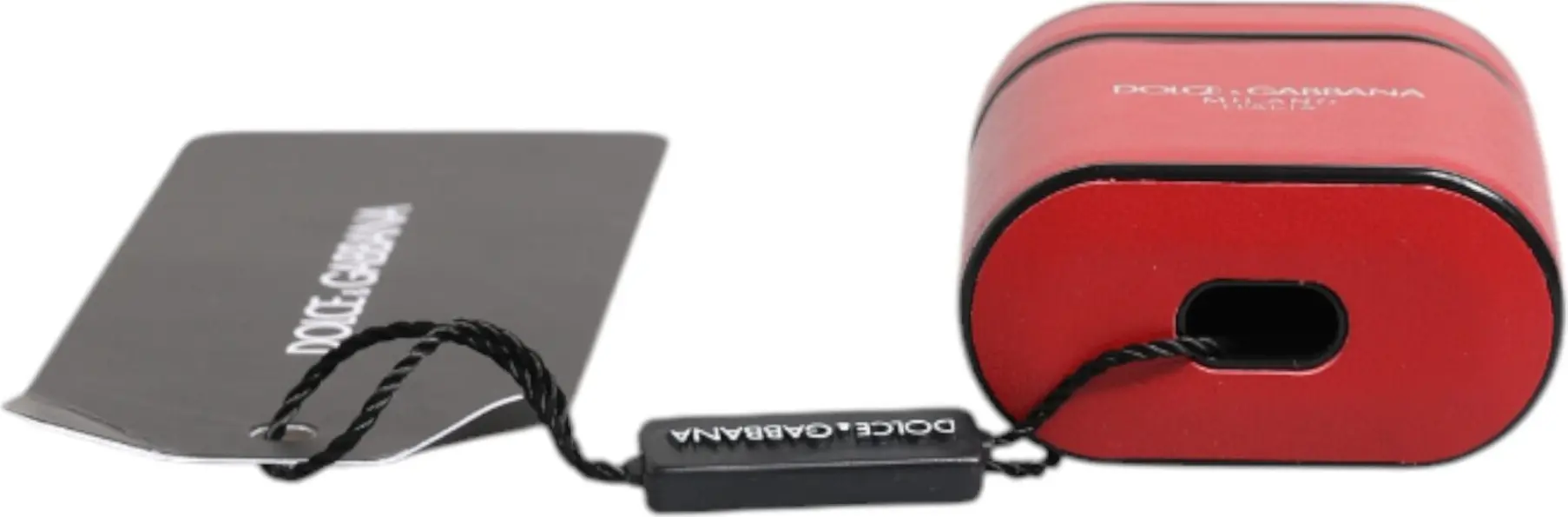 Flip Holder Dolce & Gabbana Rotes Kalbsleder mit Logoprint für Airpods