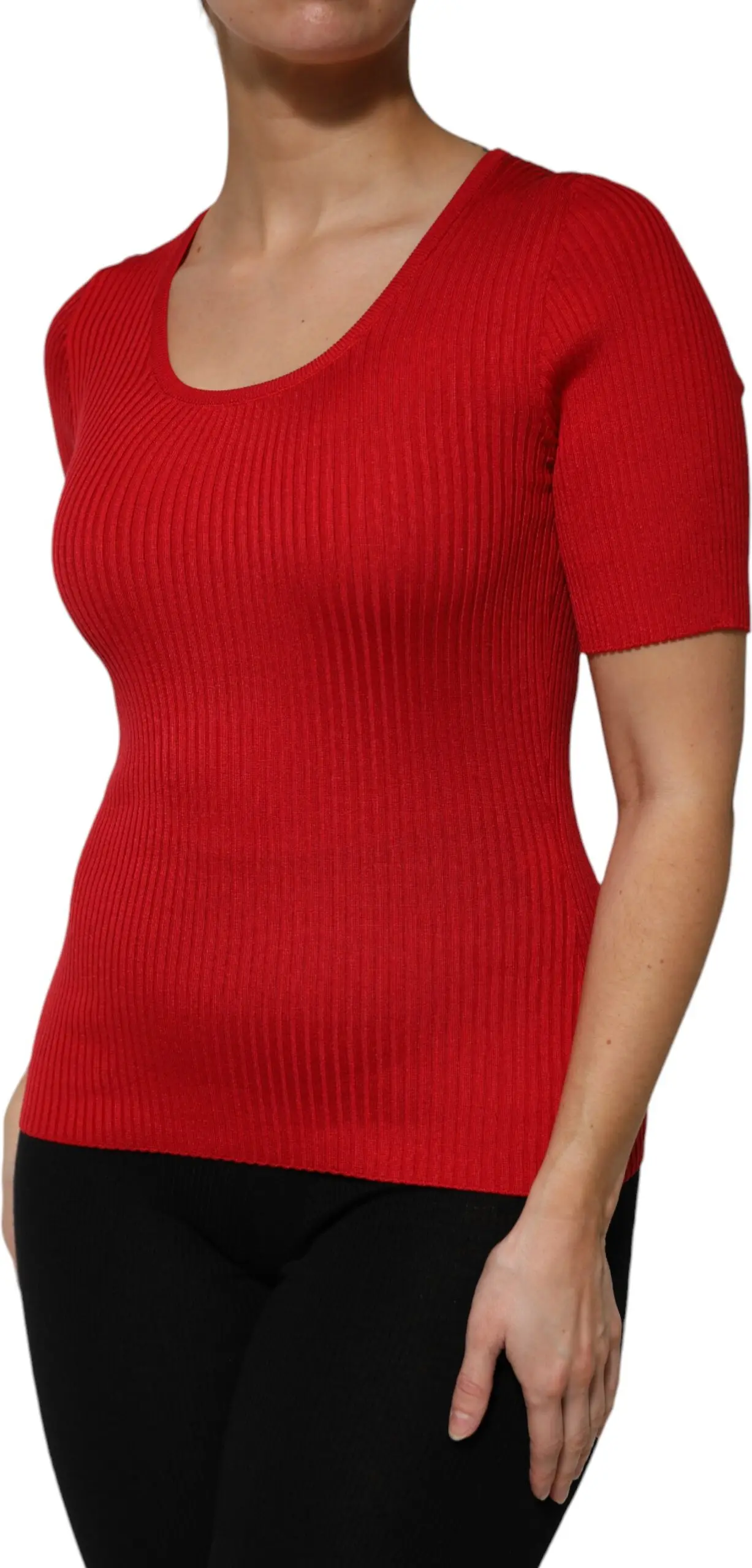 Roter Pullover mit Rundhalsausschnitt und kurzen Ärmeln von Dolce & Gabbana