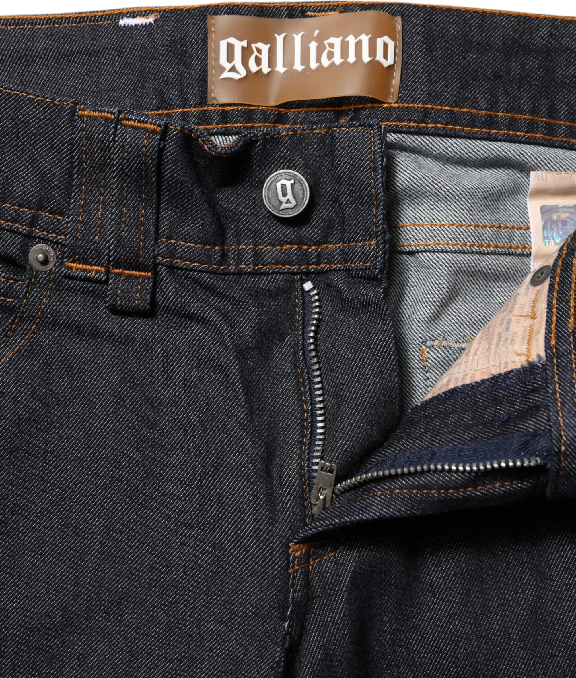 Blue Mid Waist Cotton Wide Leg Denim Jeans by John Galliano