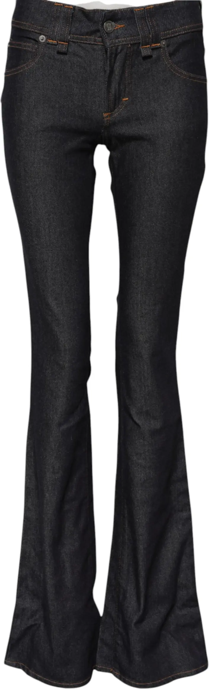 Blue Mid Waist Cotton Wide Leg Denim Jeans by John Galliano