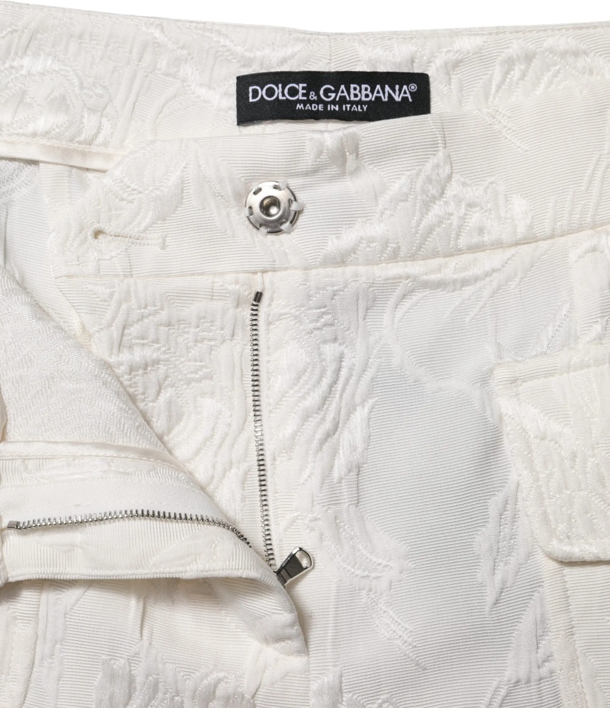Pants Dolce & Gabbana White Cotton Floral Jacquard