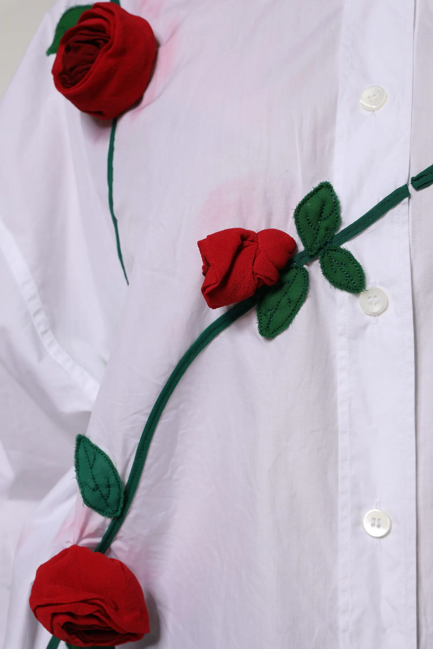 White Cotton Floral Appliques Shirt Top Dolce & Gabbana