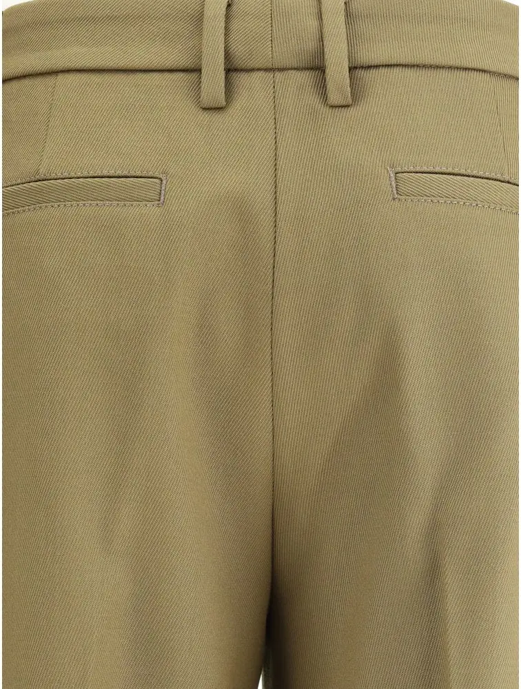 Green Polyester Dress Pants