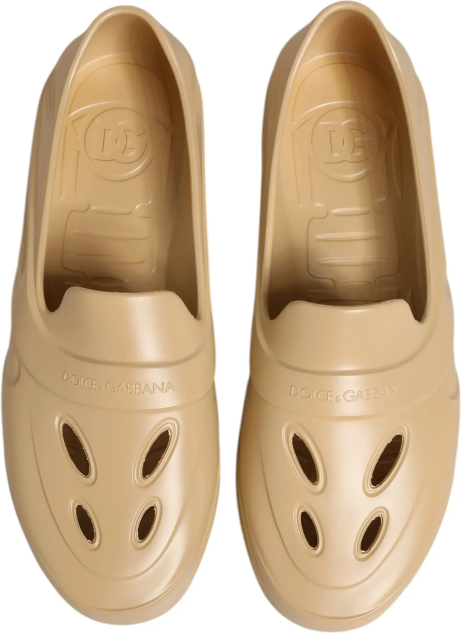 Low Top Sneakers Shoes Beige Rubber Slides Dolce & Gabbana
