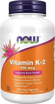 Vitamin Serum Now Foods 100mcg Vitamin K-2 250 Veg Kapseln