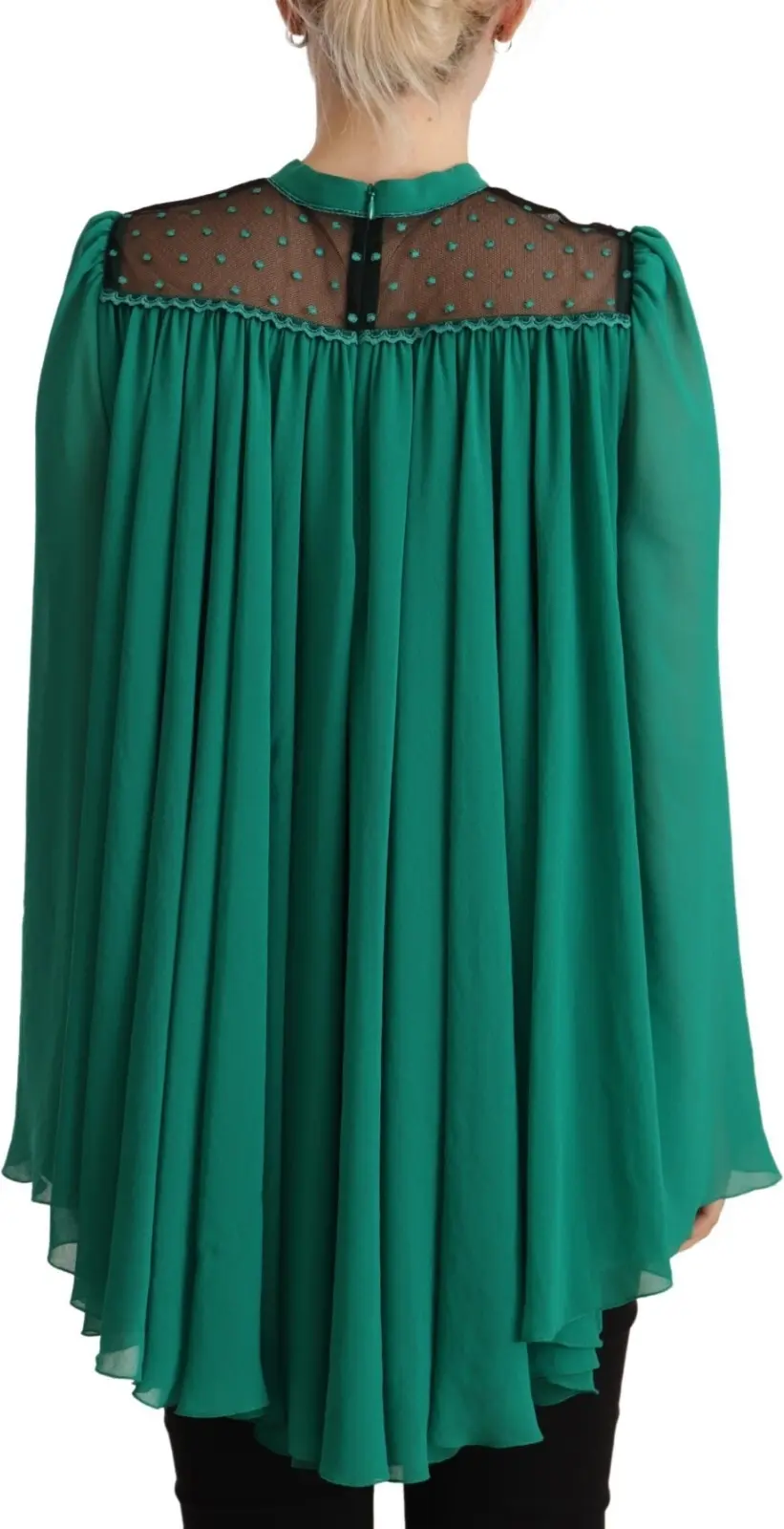 Bluse Philosophy Grün Spitze Polyester Langarm Rüschen Oberteil
