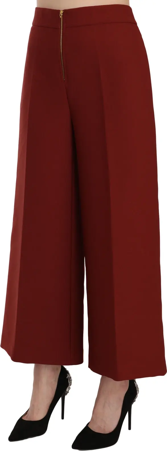 Rote High Waist Cropped Schlaghose "Formal Trouser Pants" von Pucca