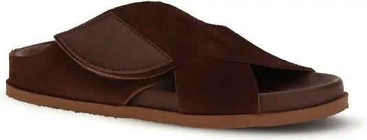 Braune Samt-Sandalen mit flachem Absatz von Pedro Garcia