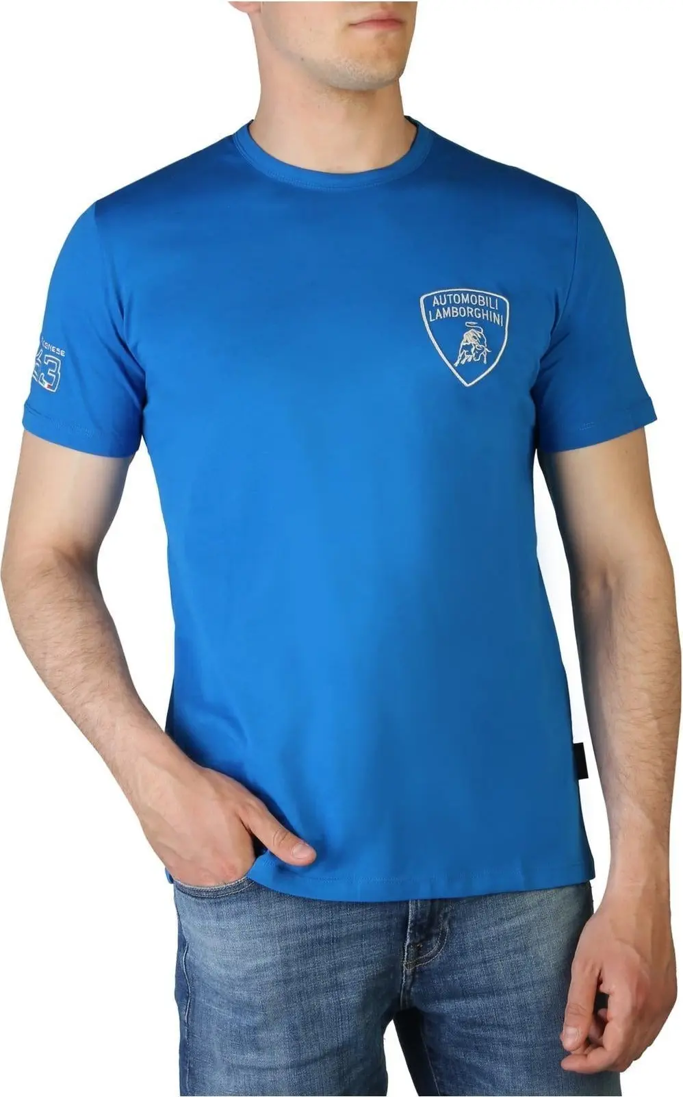 Blue Cotton T-Shirt Lamborghini