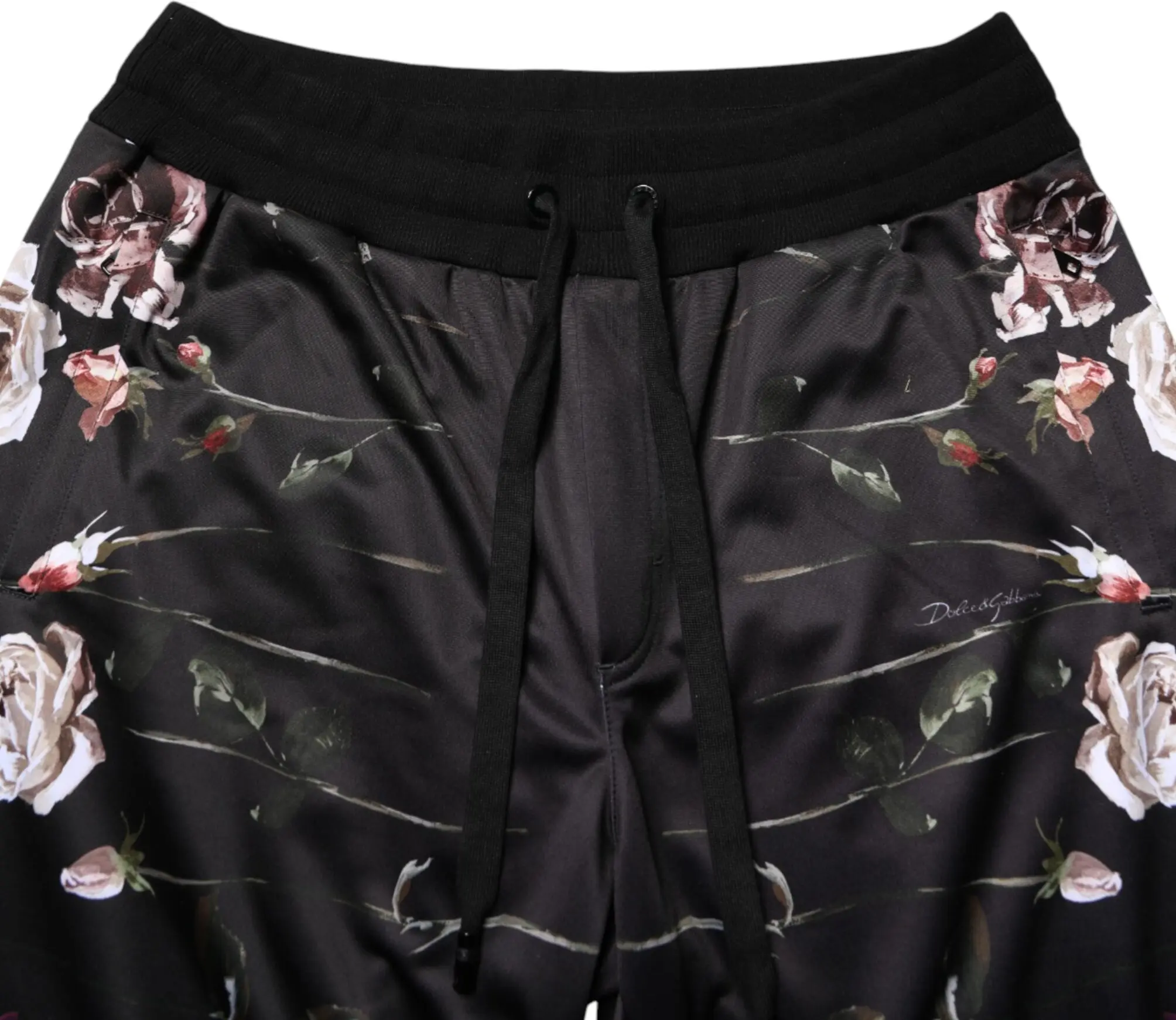 Chino Pants Dolce & Gabbana Black Floral Straight-Leg