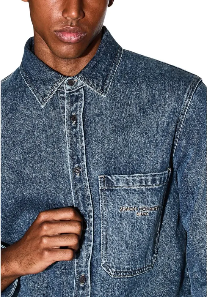 Blue Denim Shirt Armani Exchange