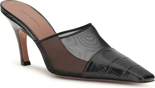 Mules Amina Muaddi Black Calf Leather Bos Taurus