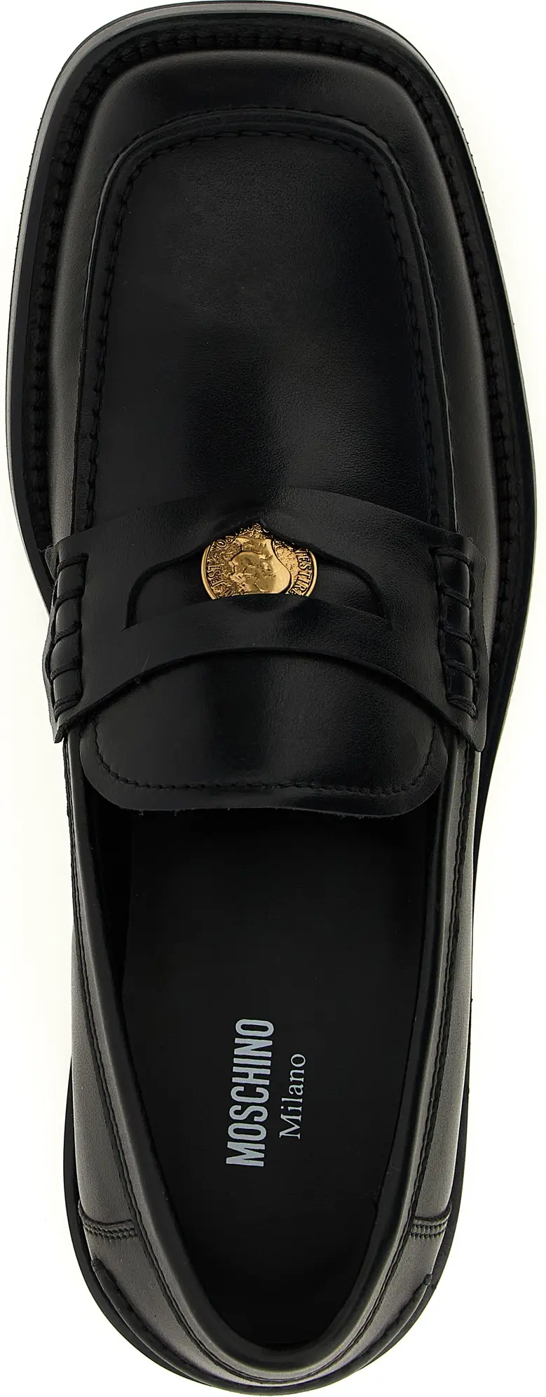 Black Velvet Leather Loafers Moschino
