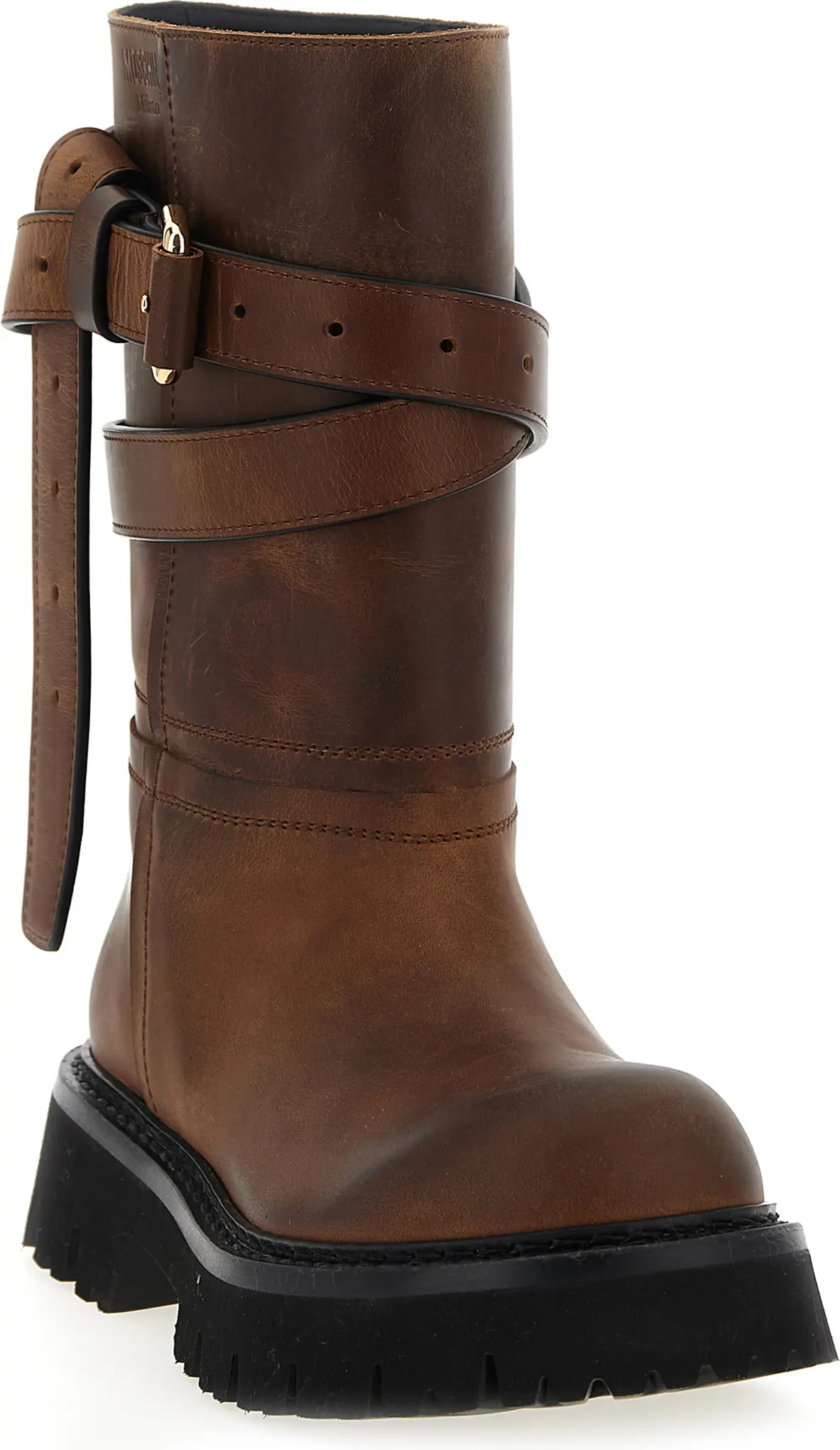 Brown Velvet Leather Over The Knee Boots Moschino