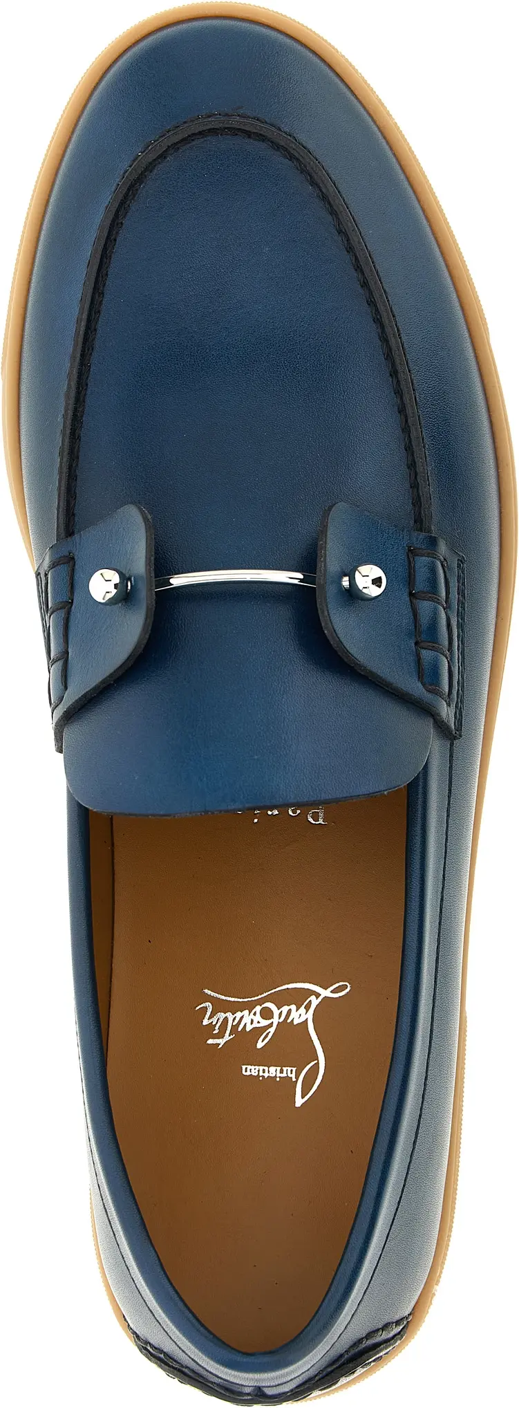 Christian Louboutin blaue Mokassins aus Kalbsleder