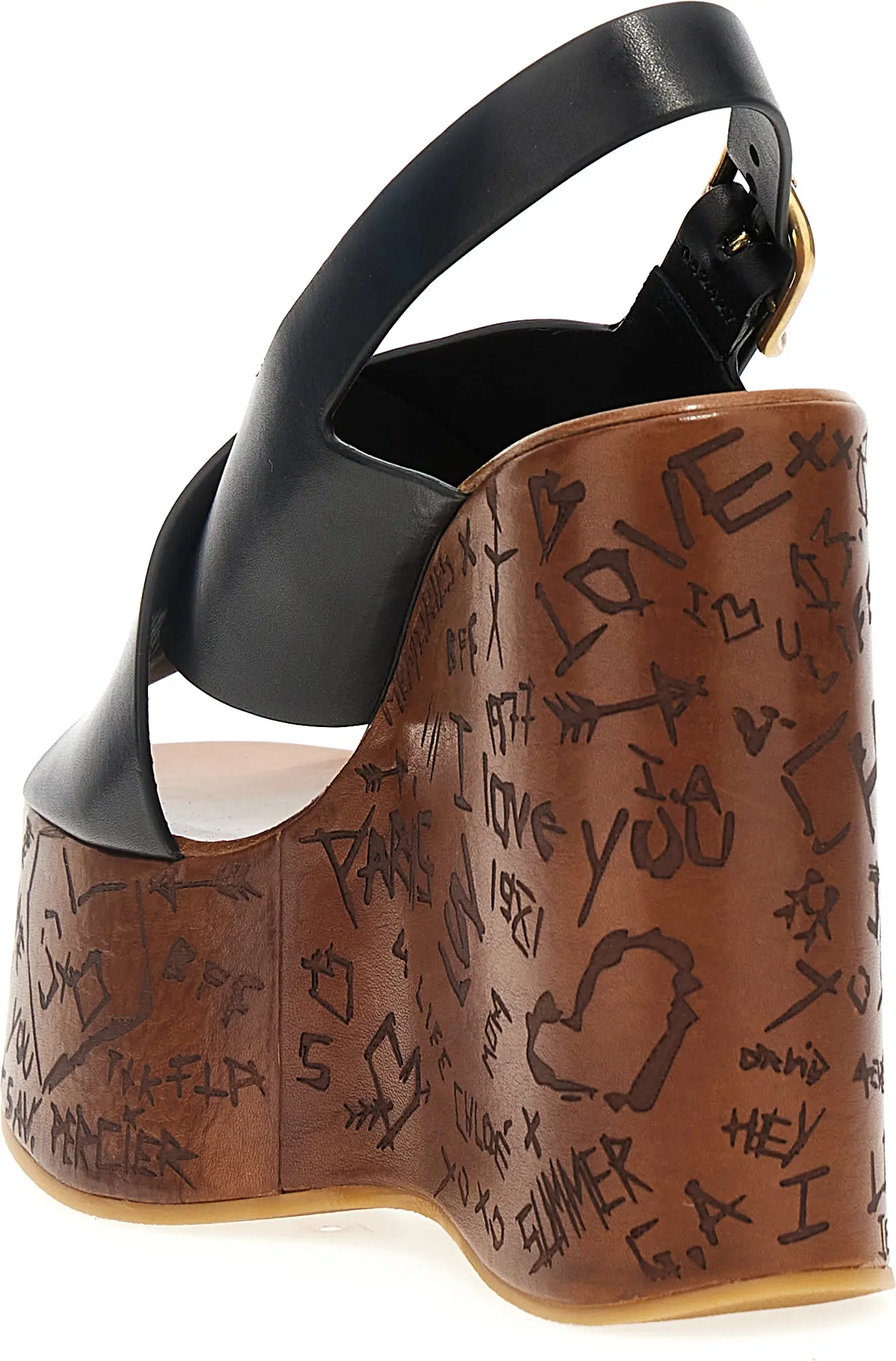 Sandals Chloe Black Calfskin Wedge Sandals