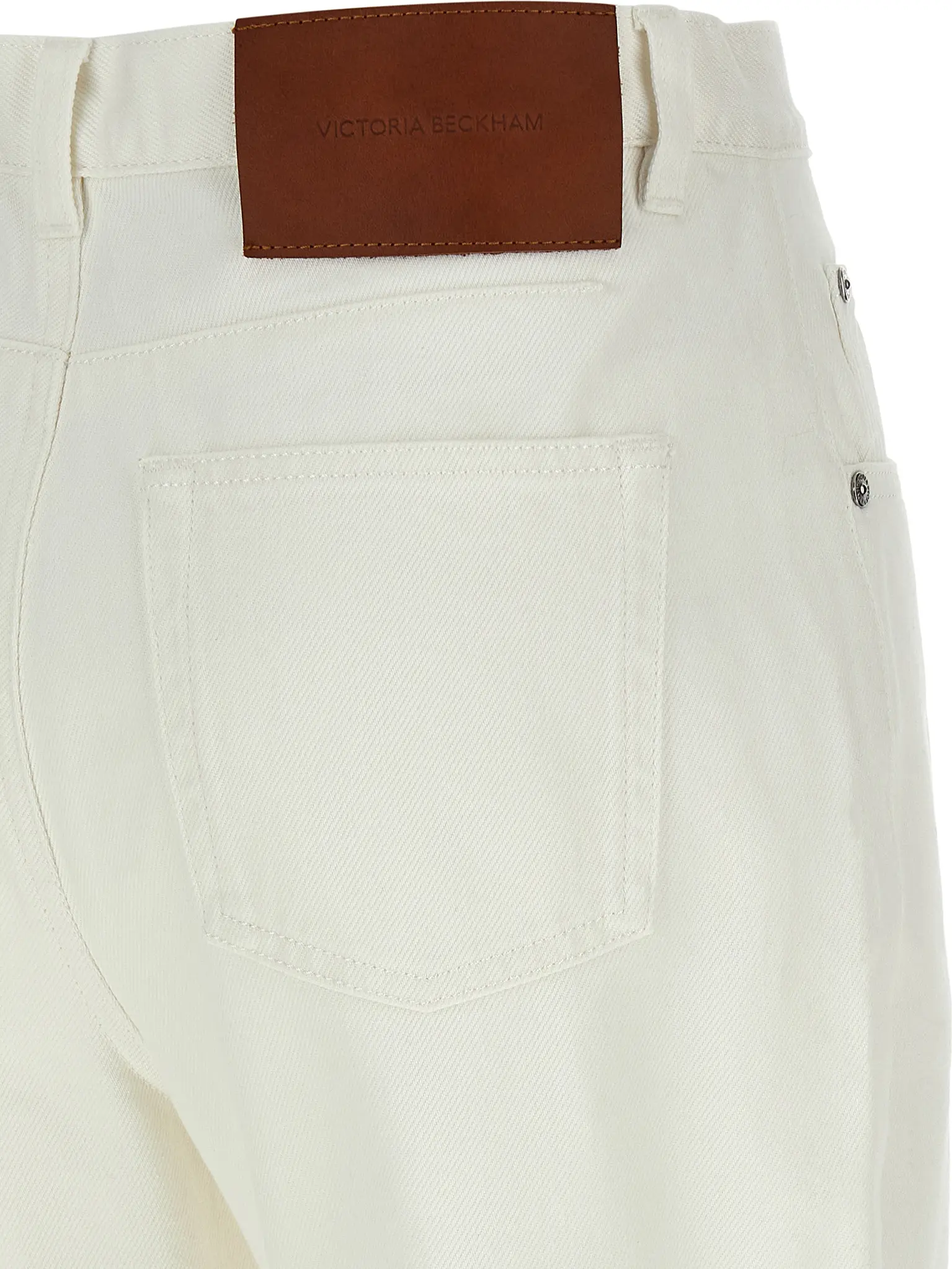 Jeans Victoria Beckham White Cotton High-Waisted Straight-Leg